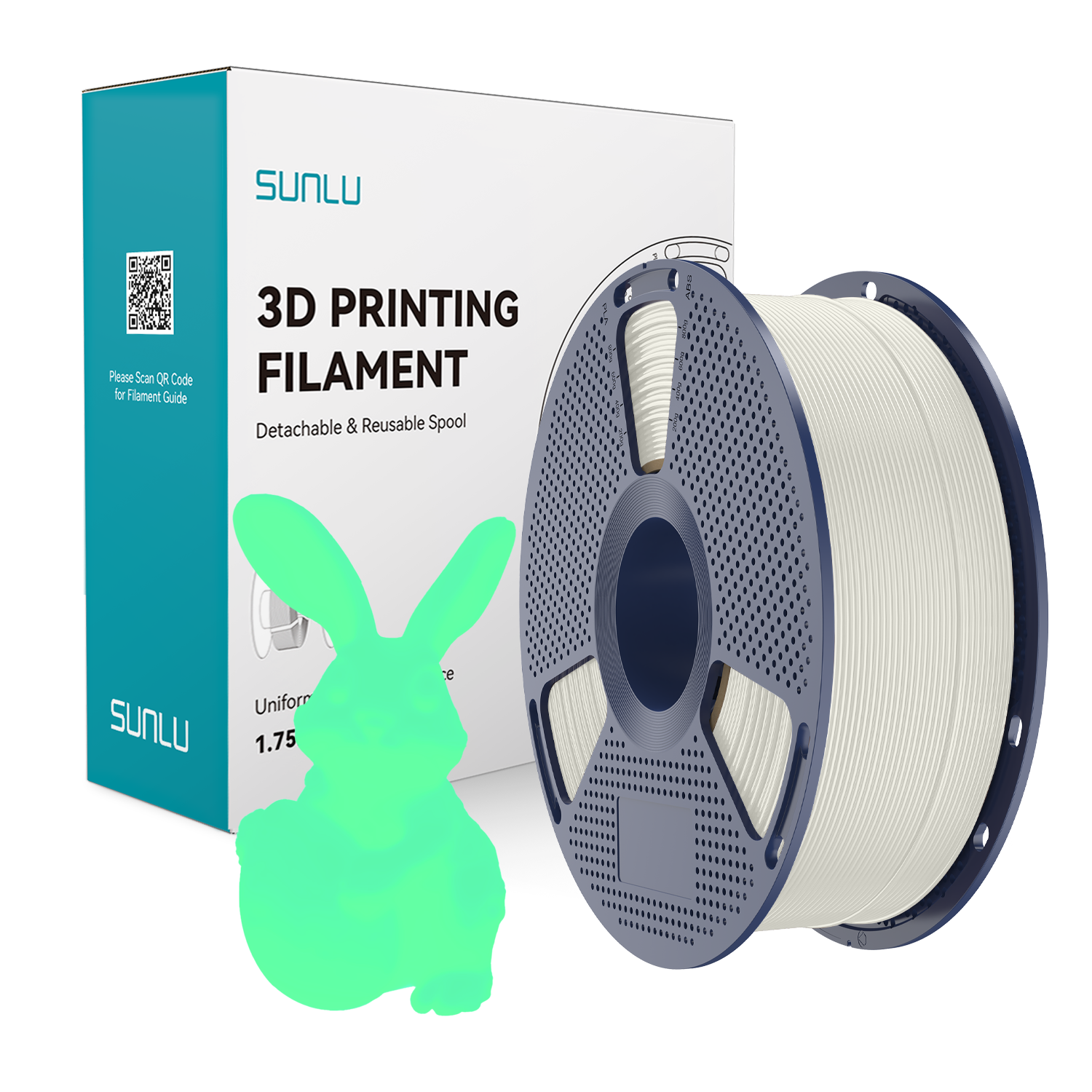 SUNLU PETG Glow In The Dark White (Glow Green) SUNLU - obrazek 2