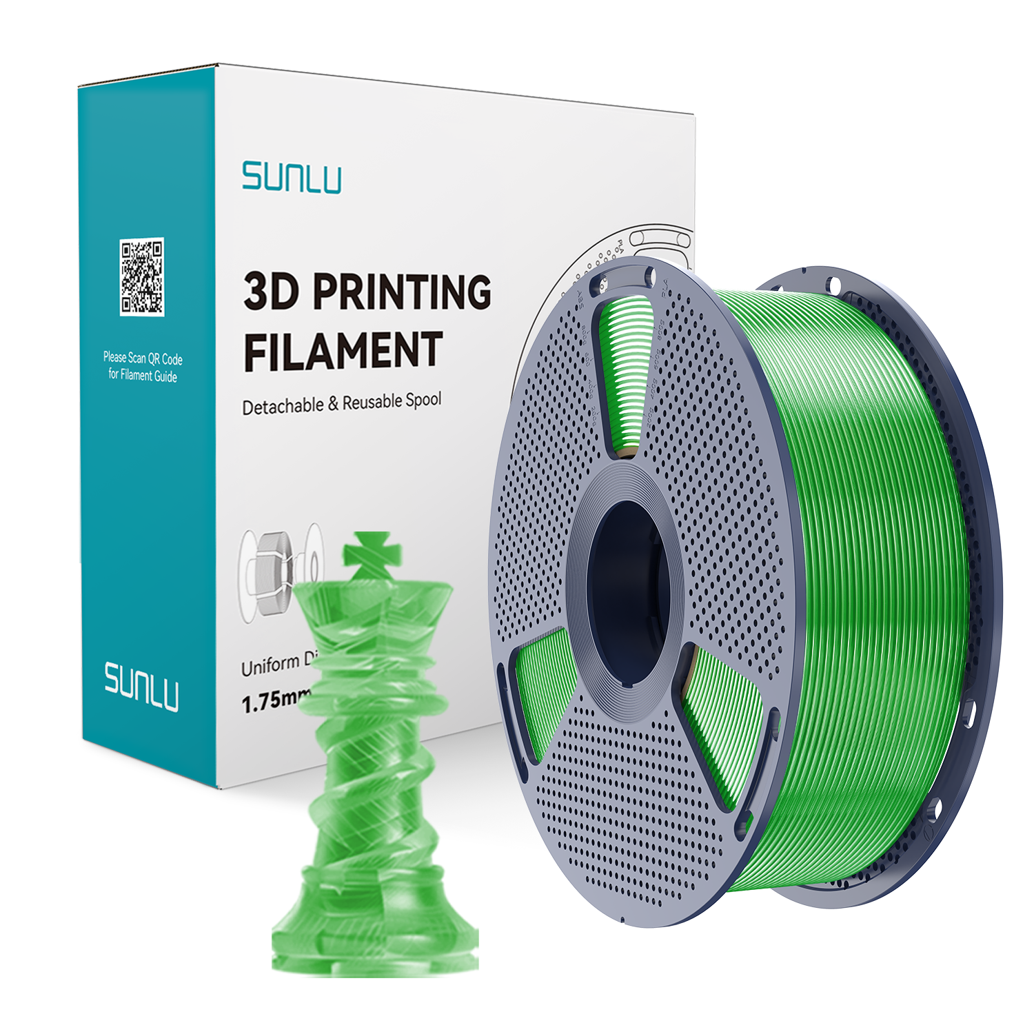 SUNLU PETG Transparent Green / Transparentny Zielony - obrazek 2
