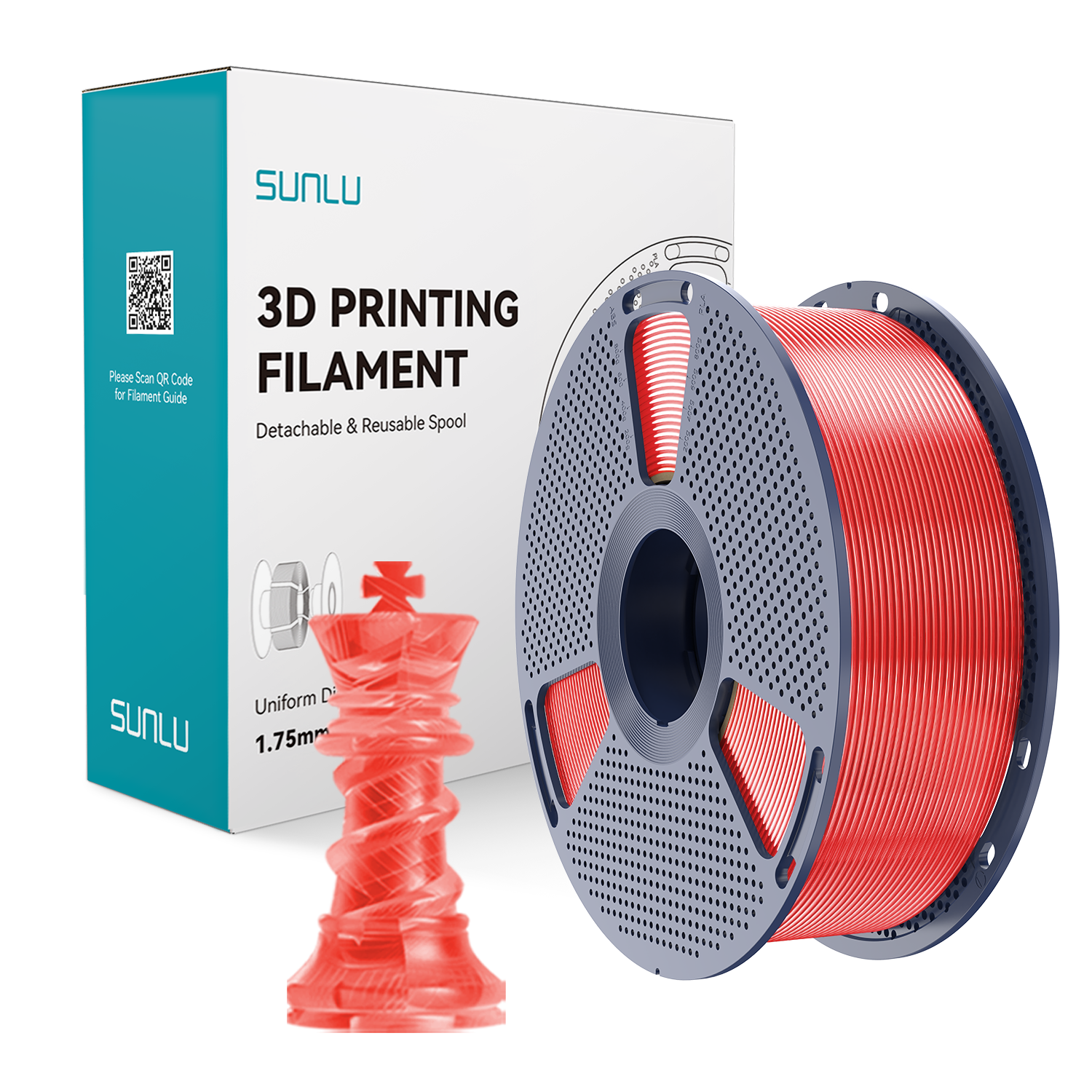 SUNLU PETG Transparent Red/ Transparentny Czerwony - obrazek 2