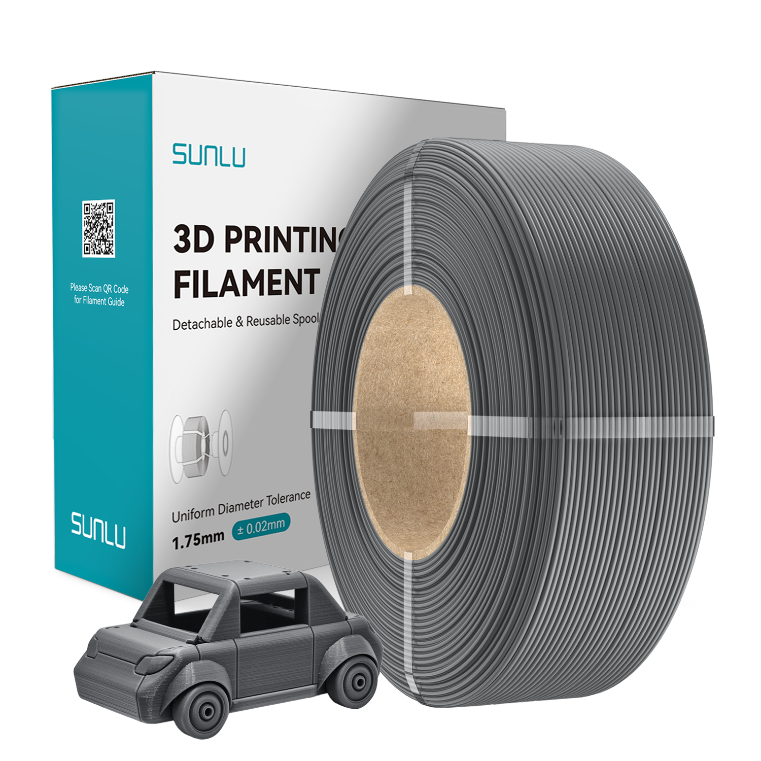 SUNLU PETG Refill Grey / Szary - obrazek 2